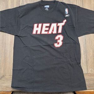 Reebok Black Miami Heat Dwayne Wade Jersey Shirt Sz L